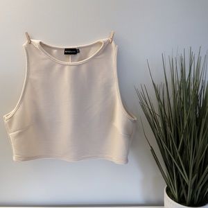 Plus Cream Textured Crop Top